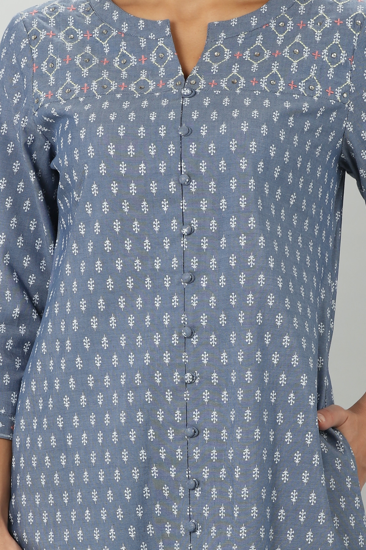 Embroidered Blue Kurta For Ladies