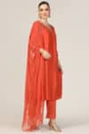 Embroidered Orange Kurta For Women