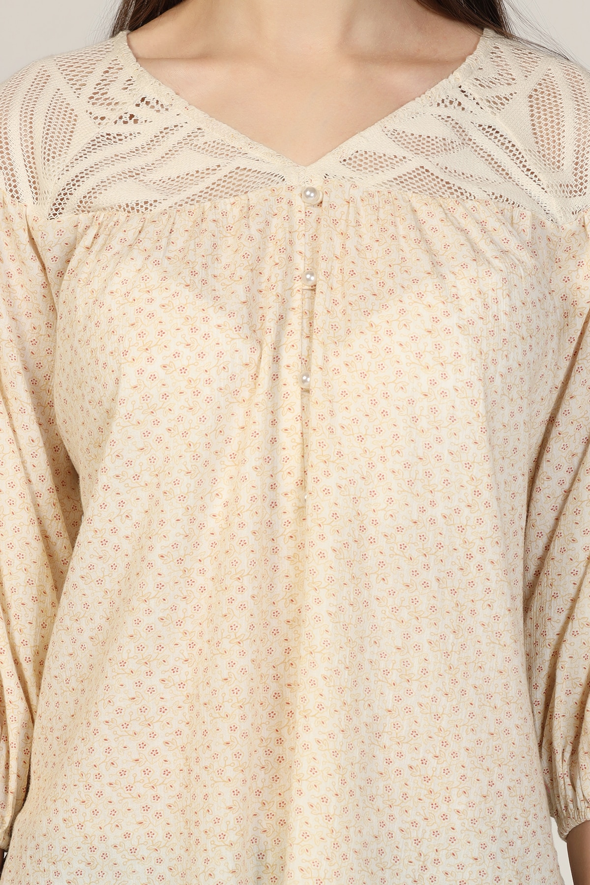 Printed Off White Top For Women