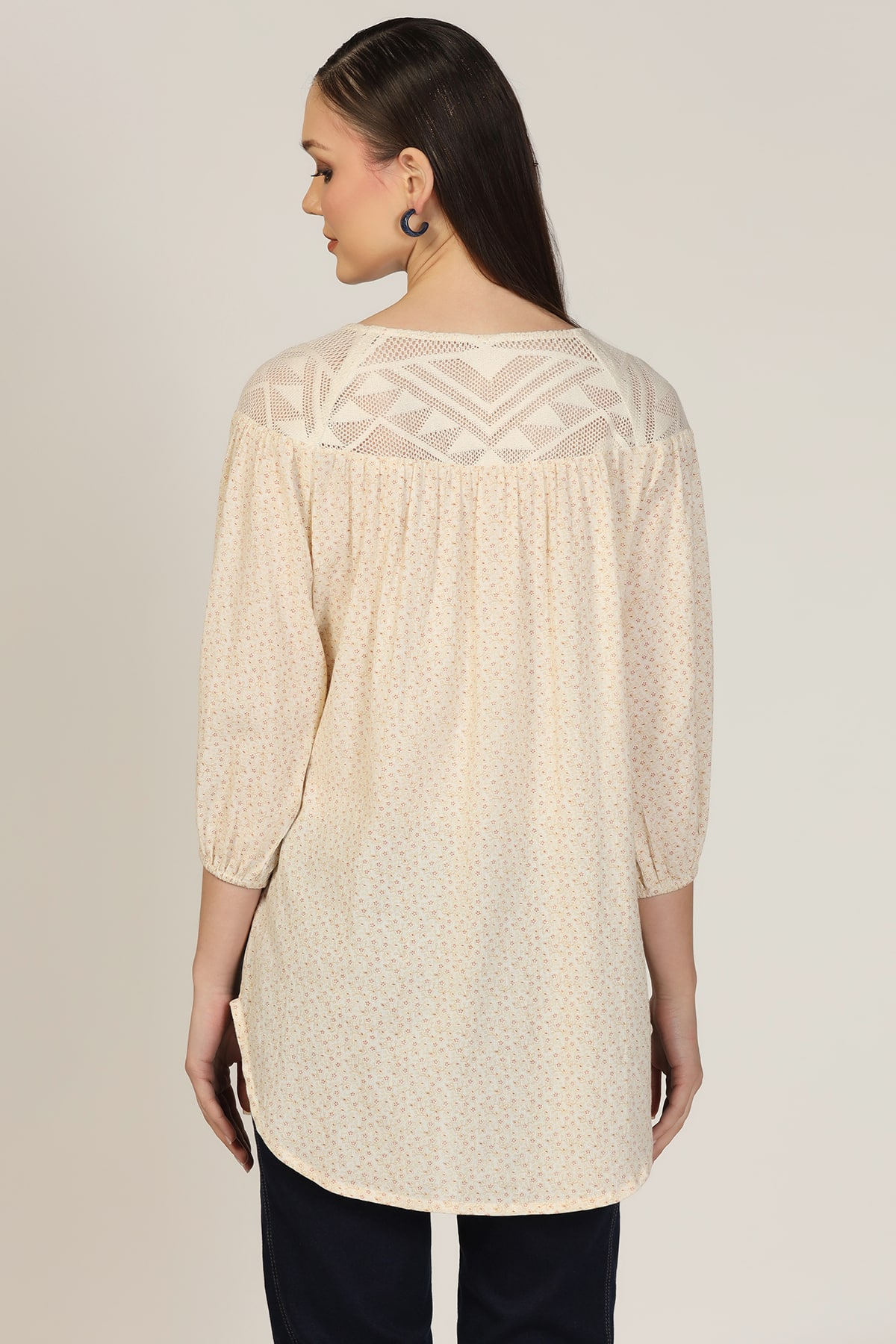 Printed Off White Top For Women