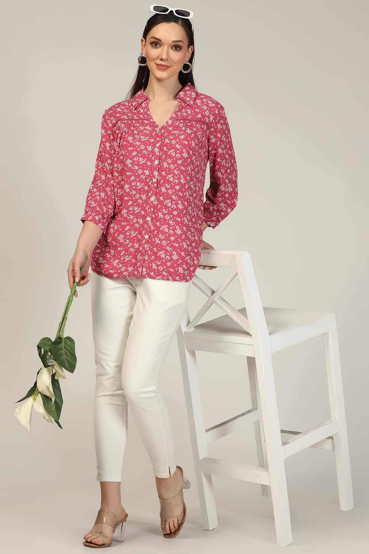Printed Dark Pink Shirt Women