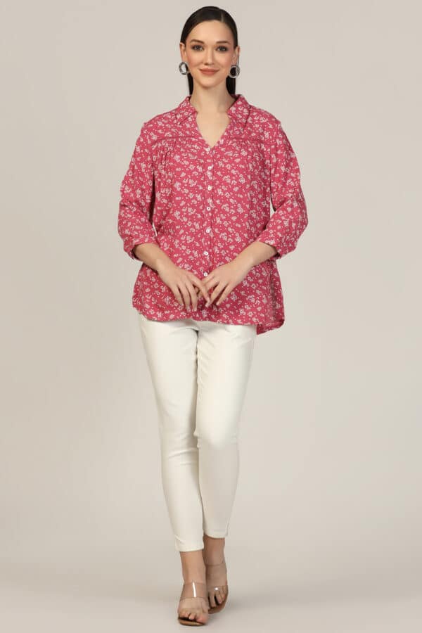 Printed Dark Pink Shirt Women