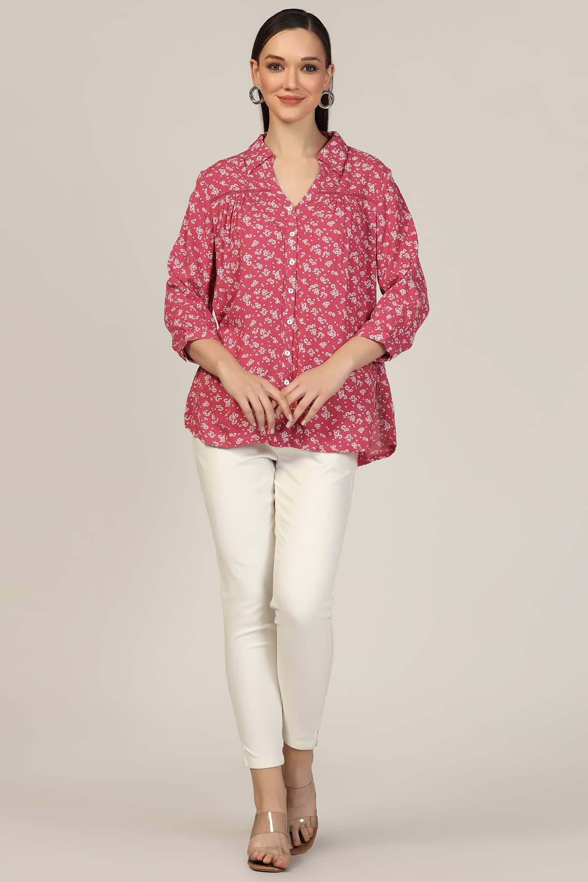 Printed Dark Pink Shirt Women