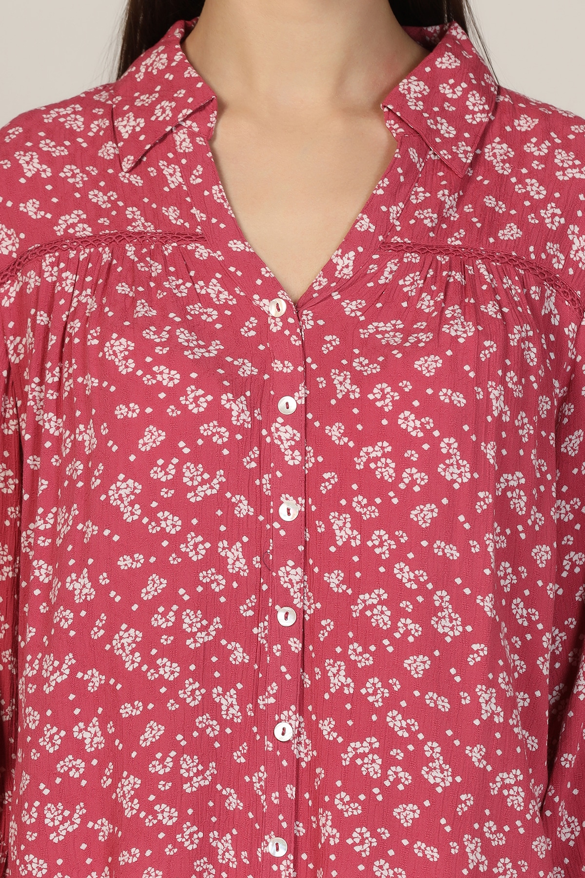 Printed Dark Pink Shirt Women