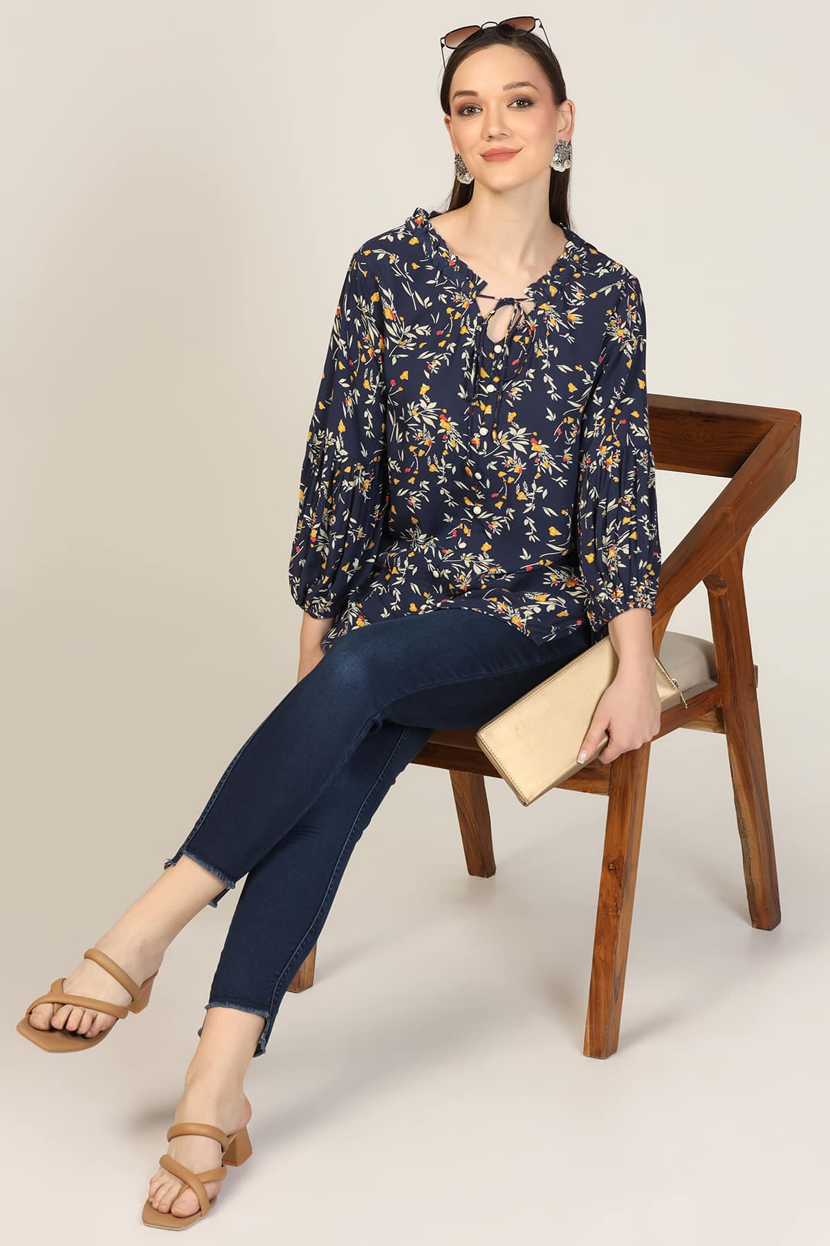 Printed Blue Top For Women