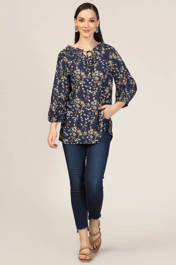 Printed Blue Top For Women