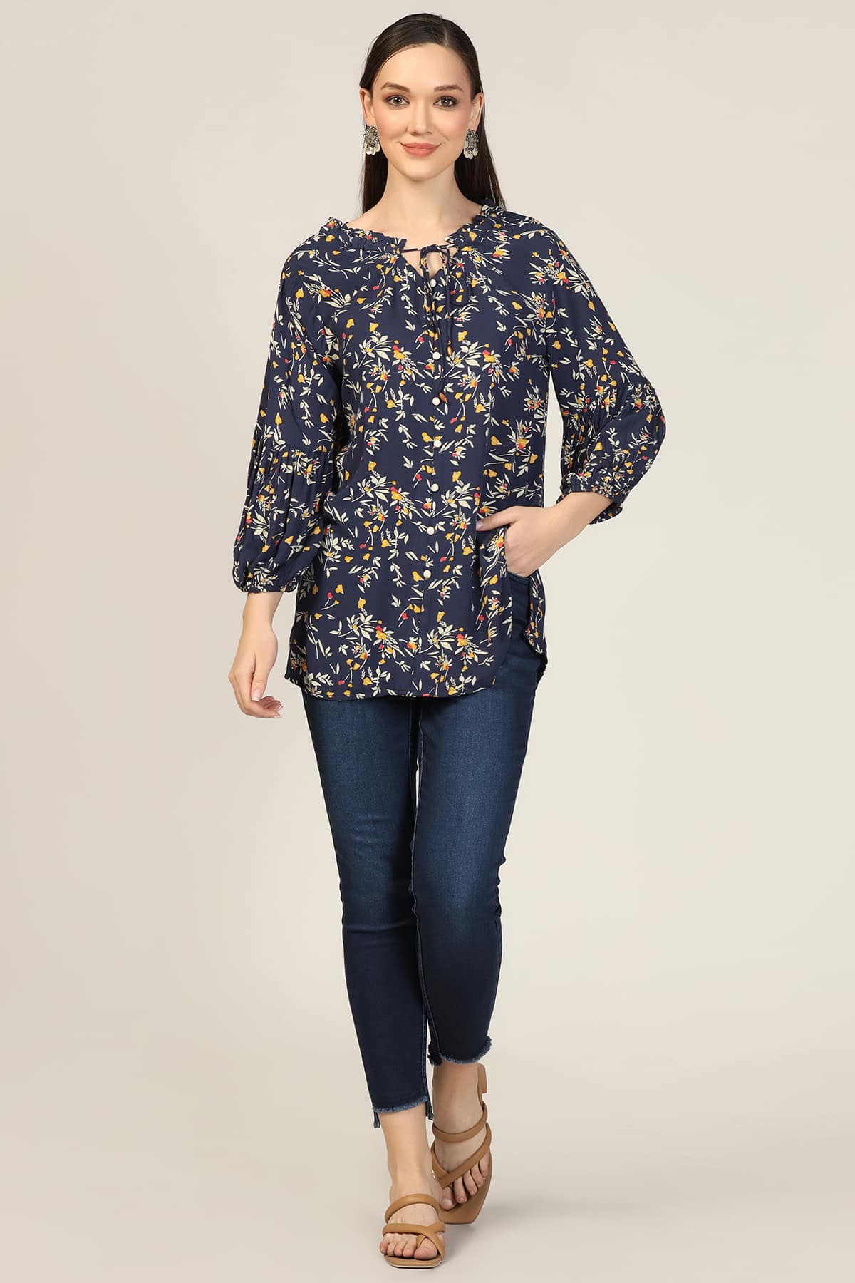 Printed Blue Top For Women