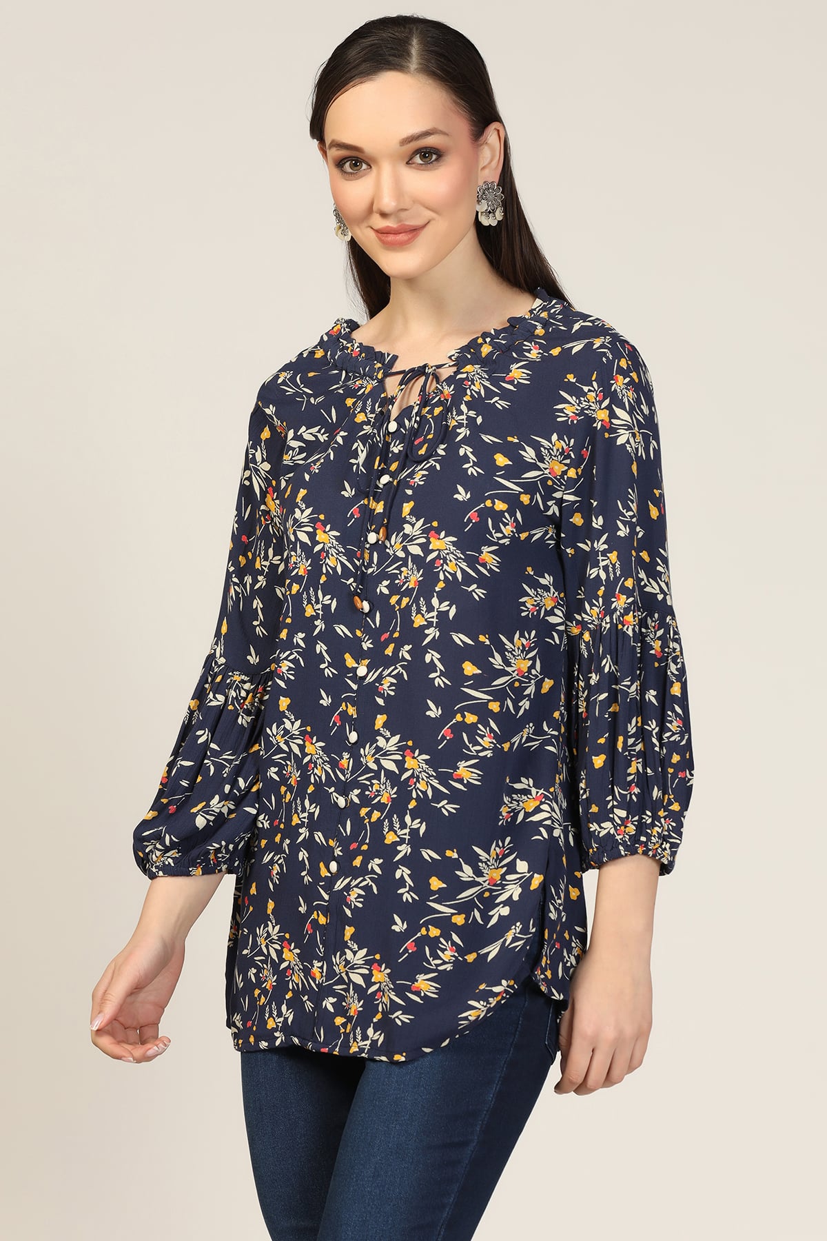Printed Blue Top For Women