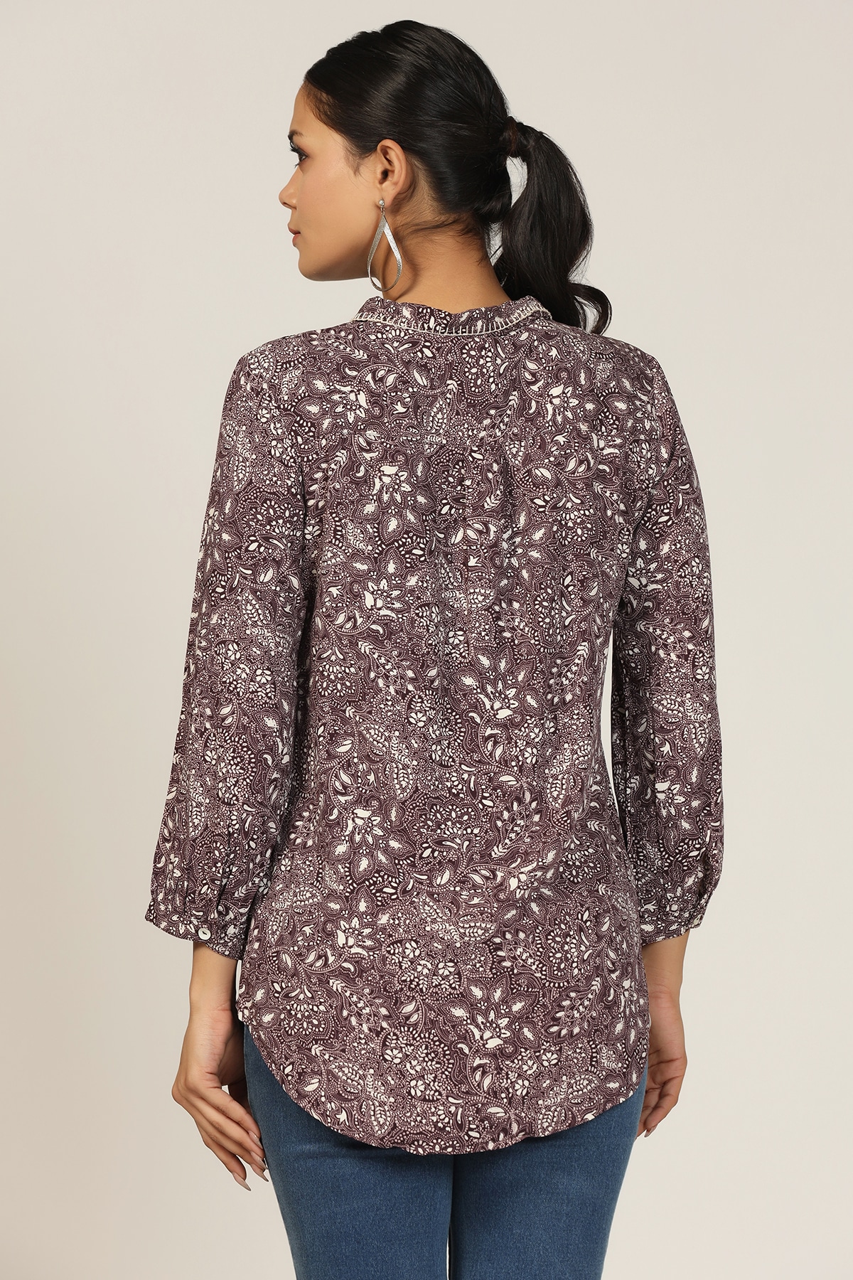 Printed Purple Shirt For Ladies