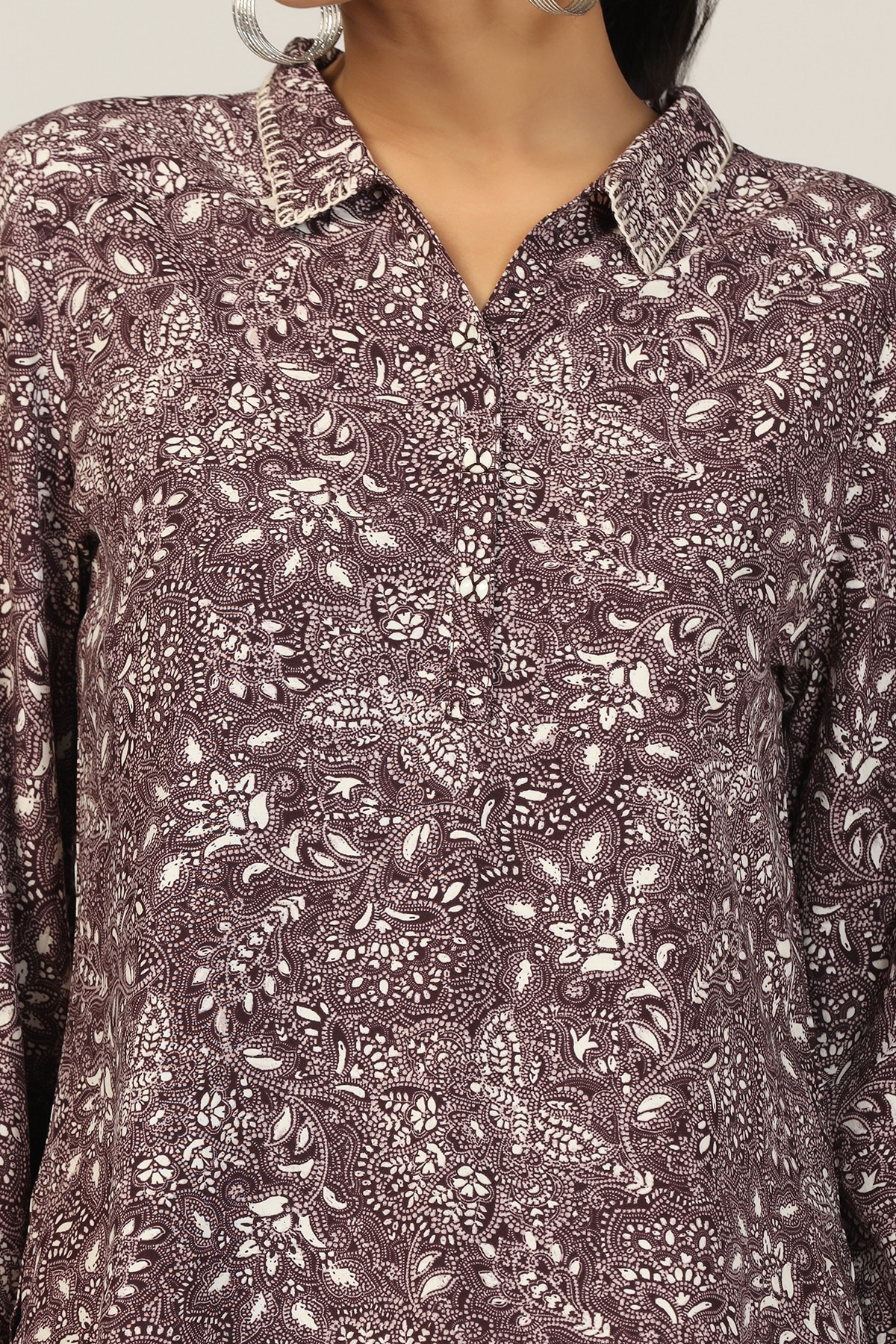 Printed Purple Shirt For Ladies