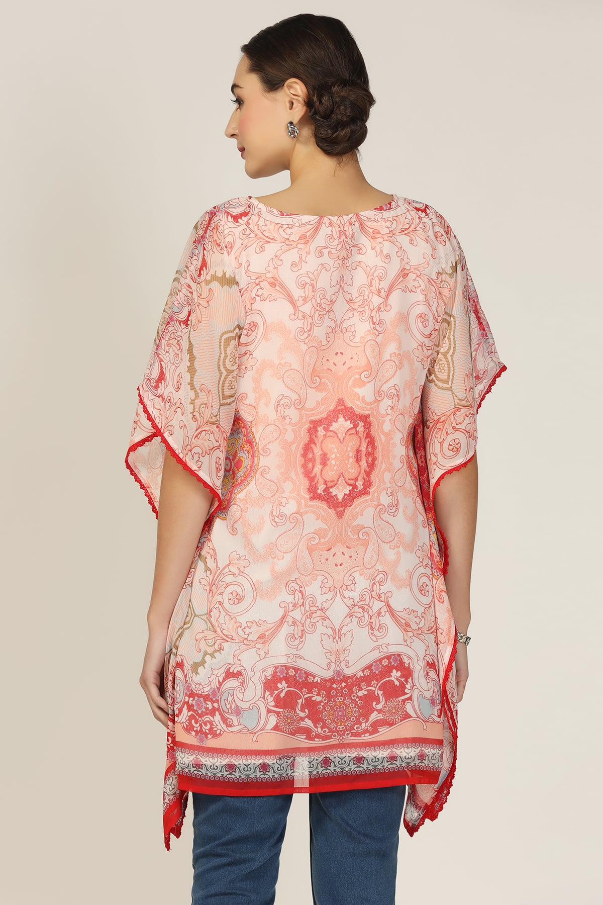 Printed Kaftan Peach Colour Tops For Women