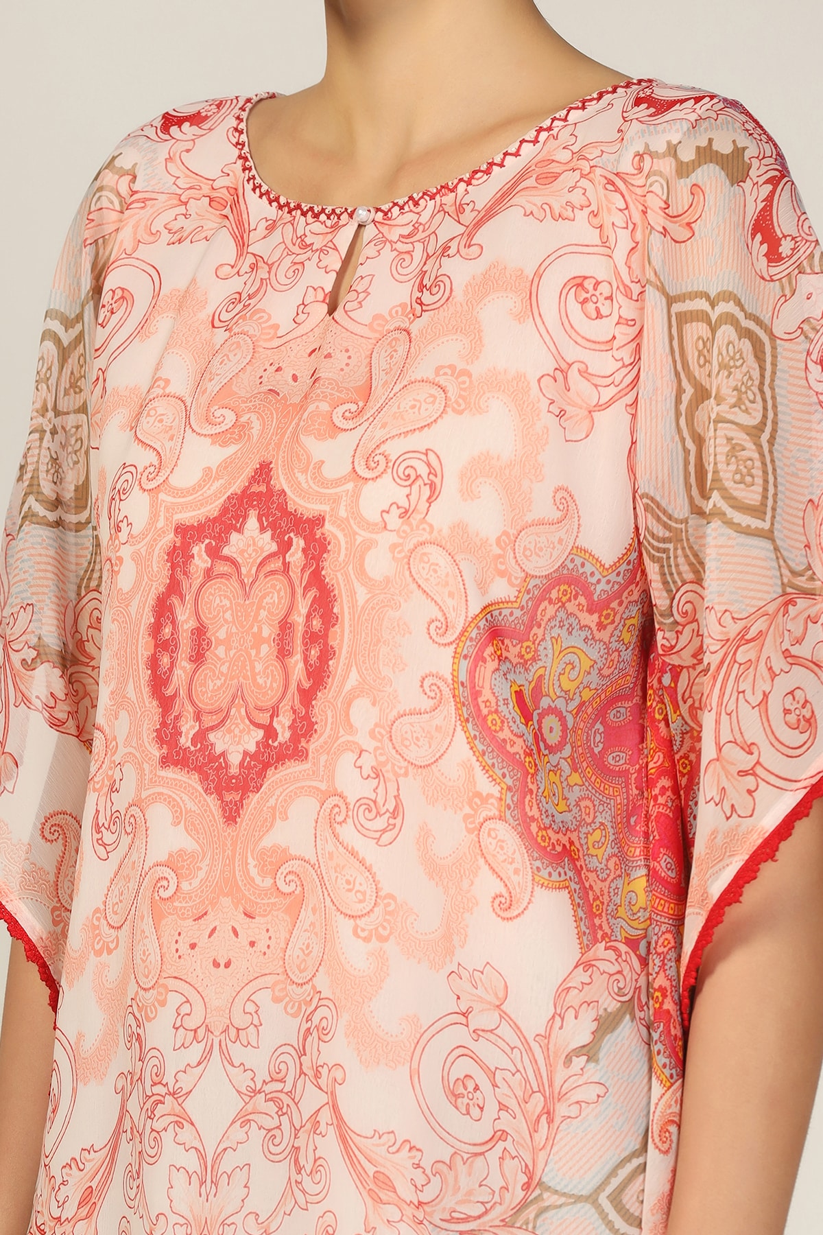 Printed Kaftan Peach Colour Tops For Women