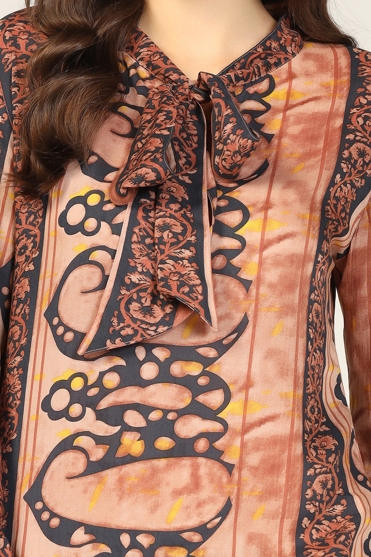 Orange Co Ord Printed Top For Women