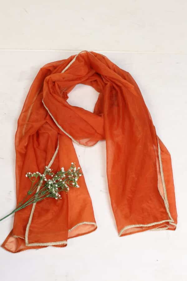 Solid Orange Dupatta For Ladies