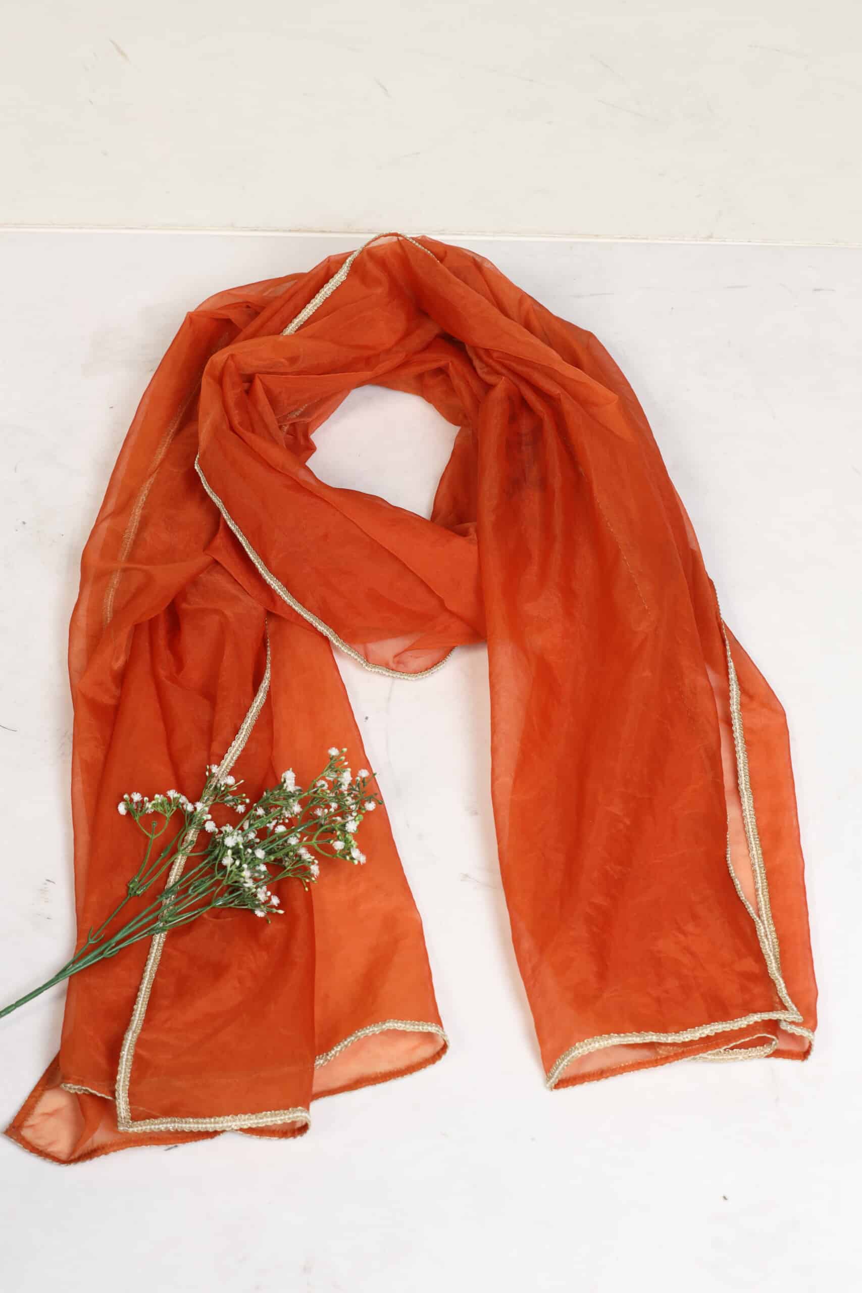 Solid Orange Dupatta For Ladies