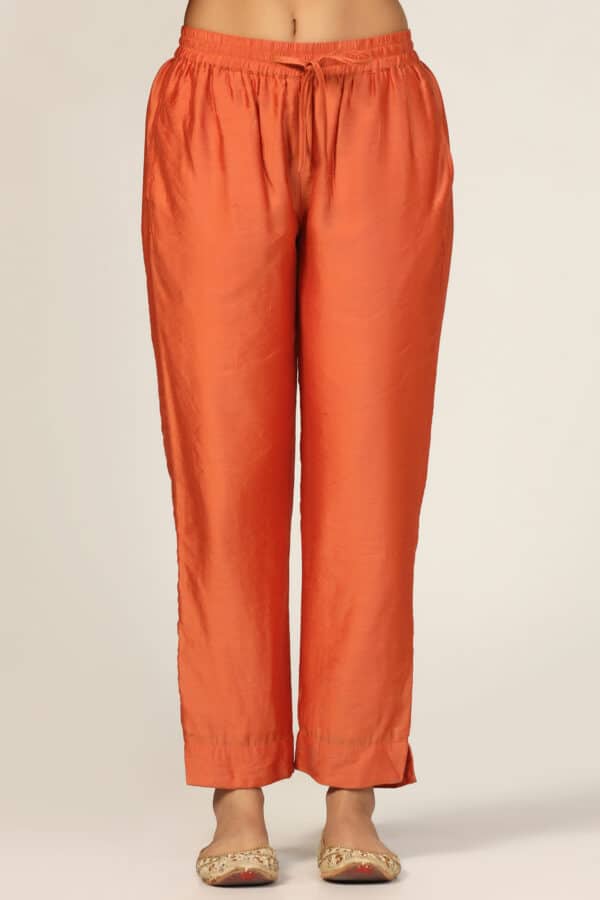 Embellished Orange Palazzo Pants For Women