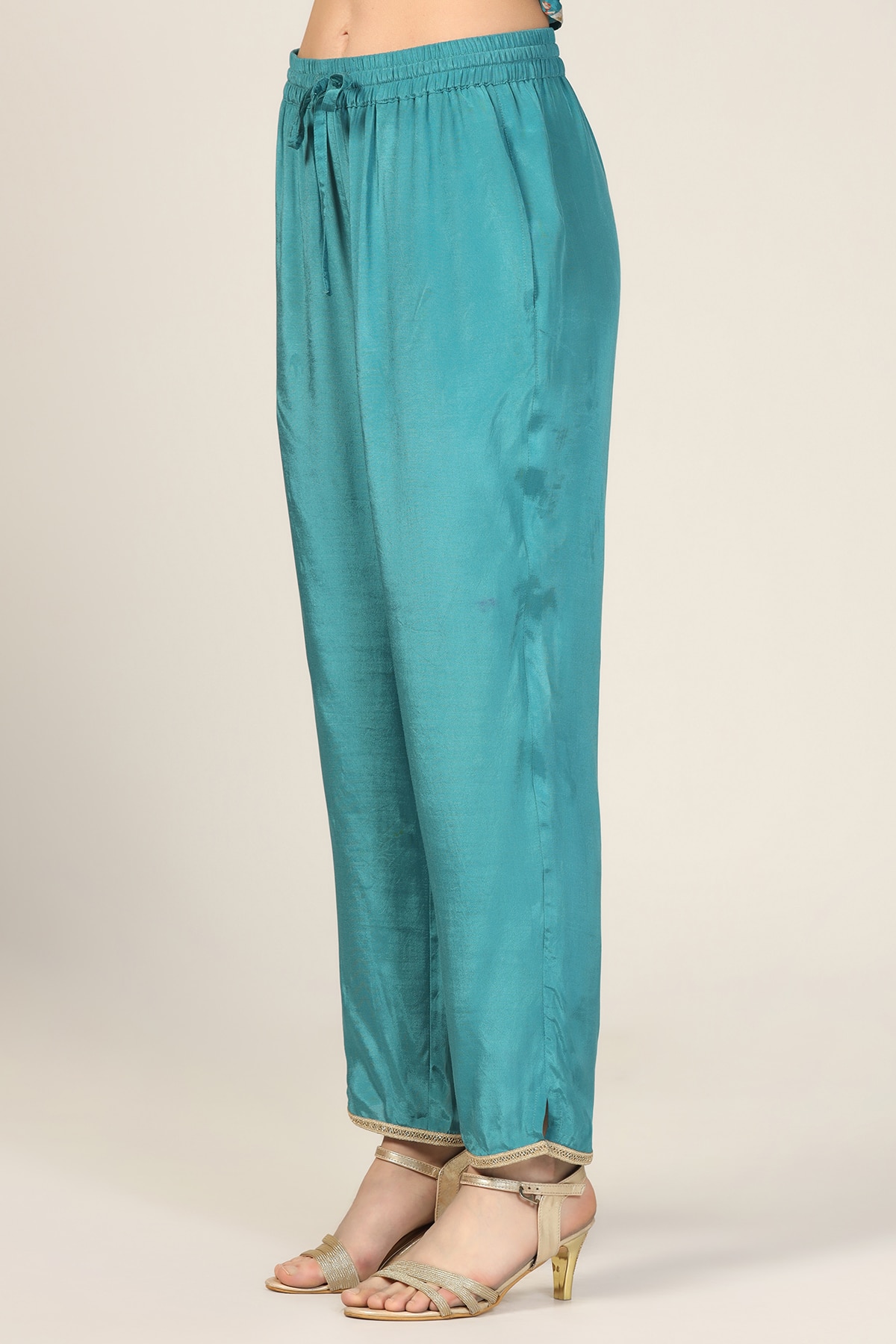 Solid Blue Palazzo For Women