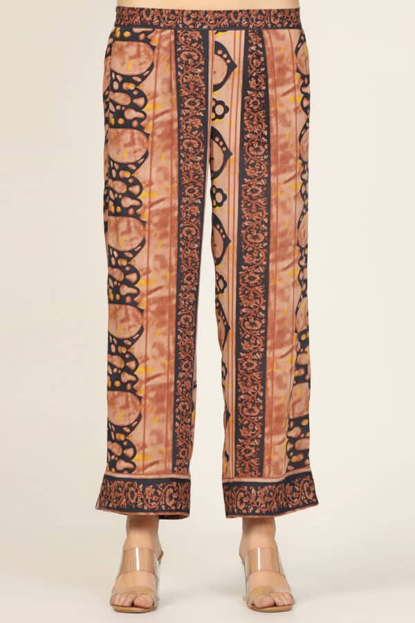 Orange Co Ord Printed Pants Women
