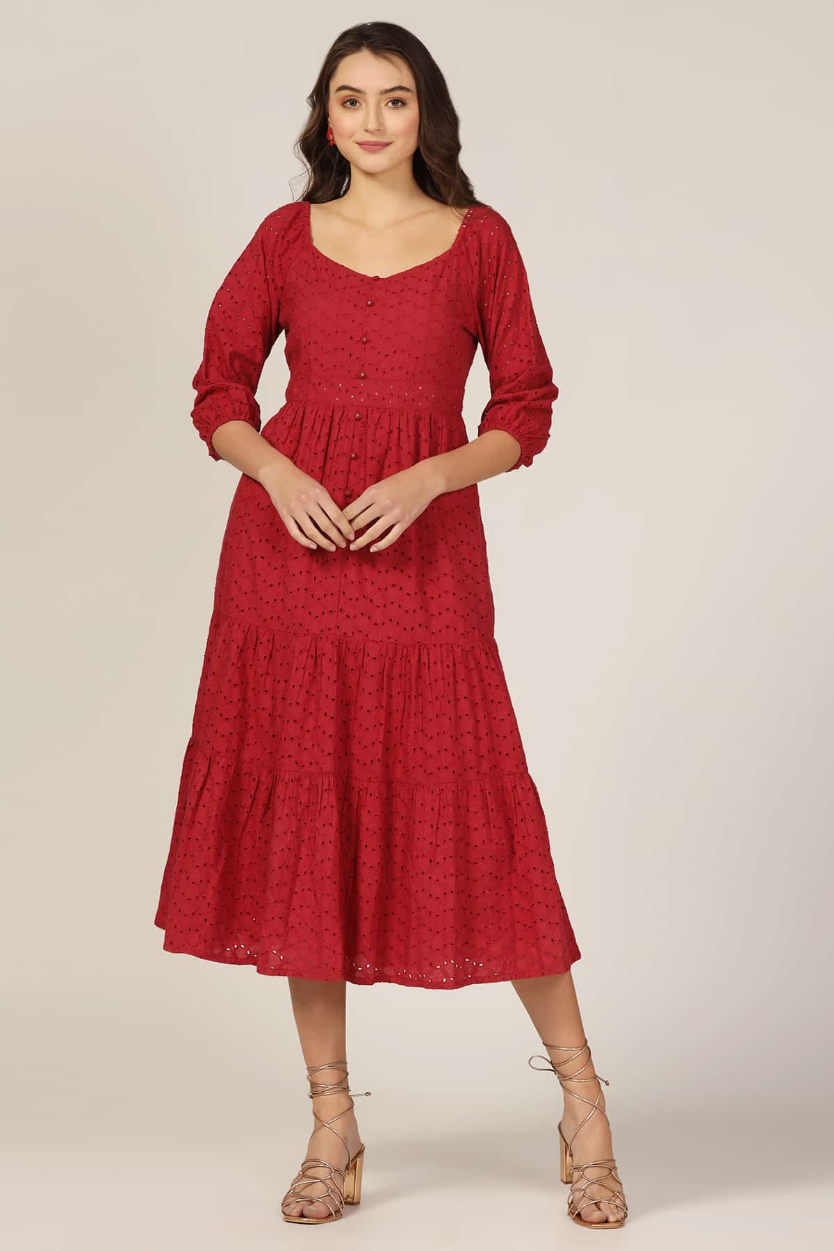 Solid Maroon Dress For Women