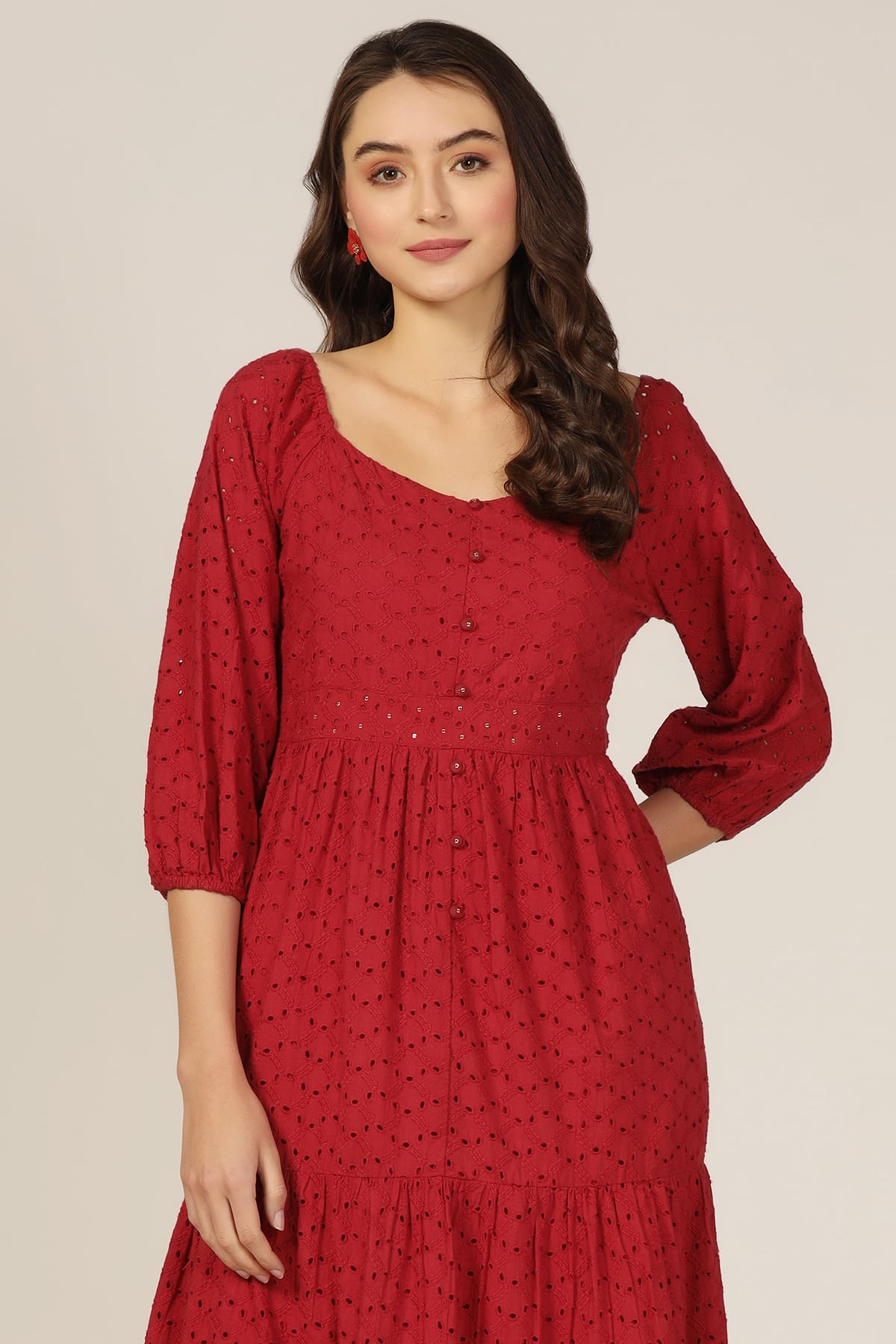 Solid Maroon Dress For Women