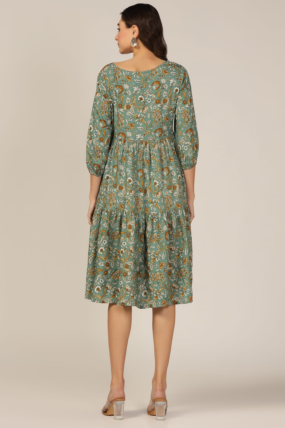 Printed Green Dress Women