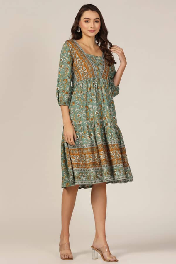 Printed Green Dress Women