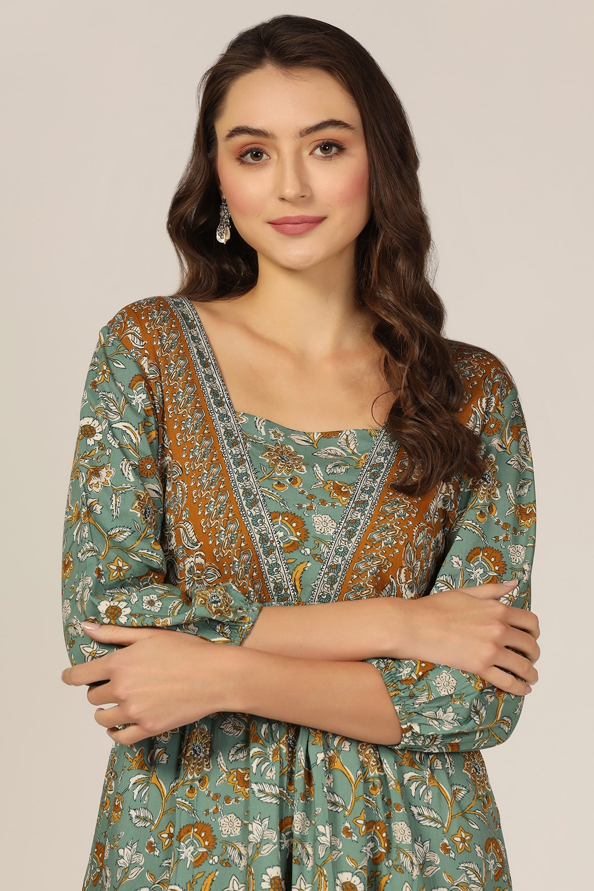 Printed Green Dress Women