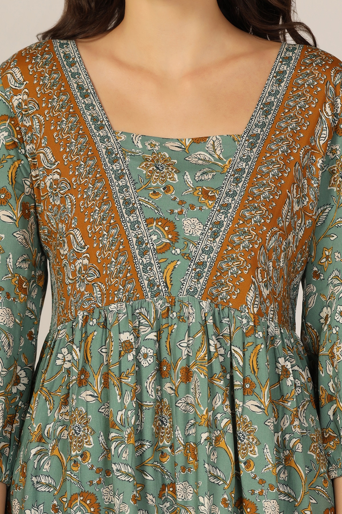 Printed Green Dress Women