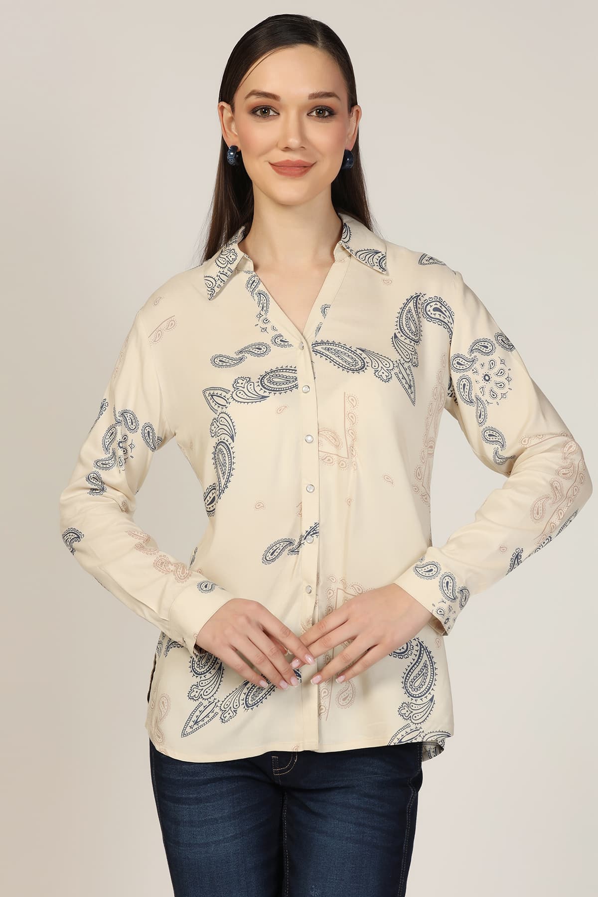 Printed Beige Shirt Women