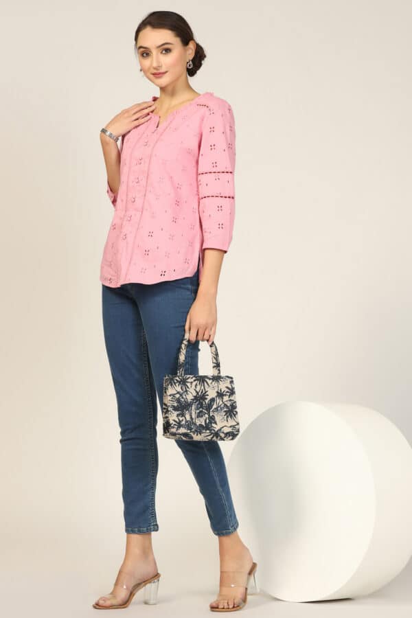 Embroidered Pink Top Ladies