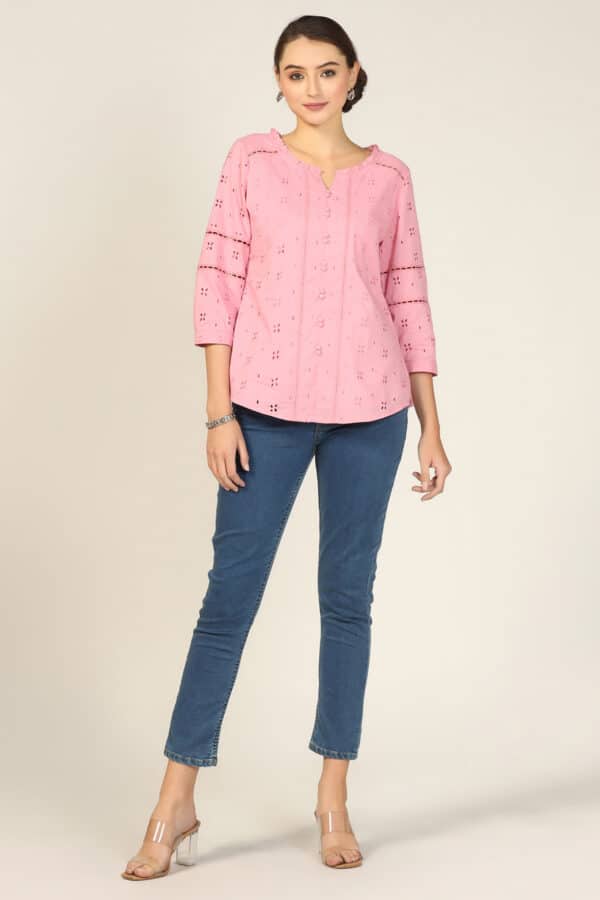 Embroidered Pink Top Ladies