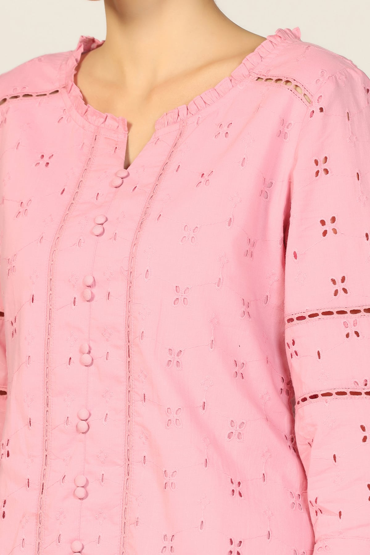Embroidered Pink Top Ladies