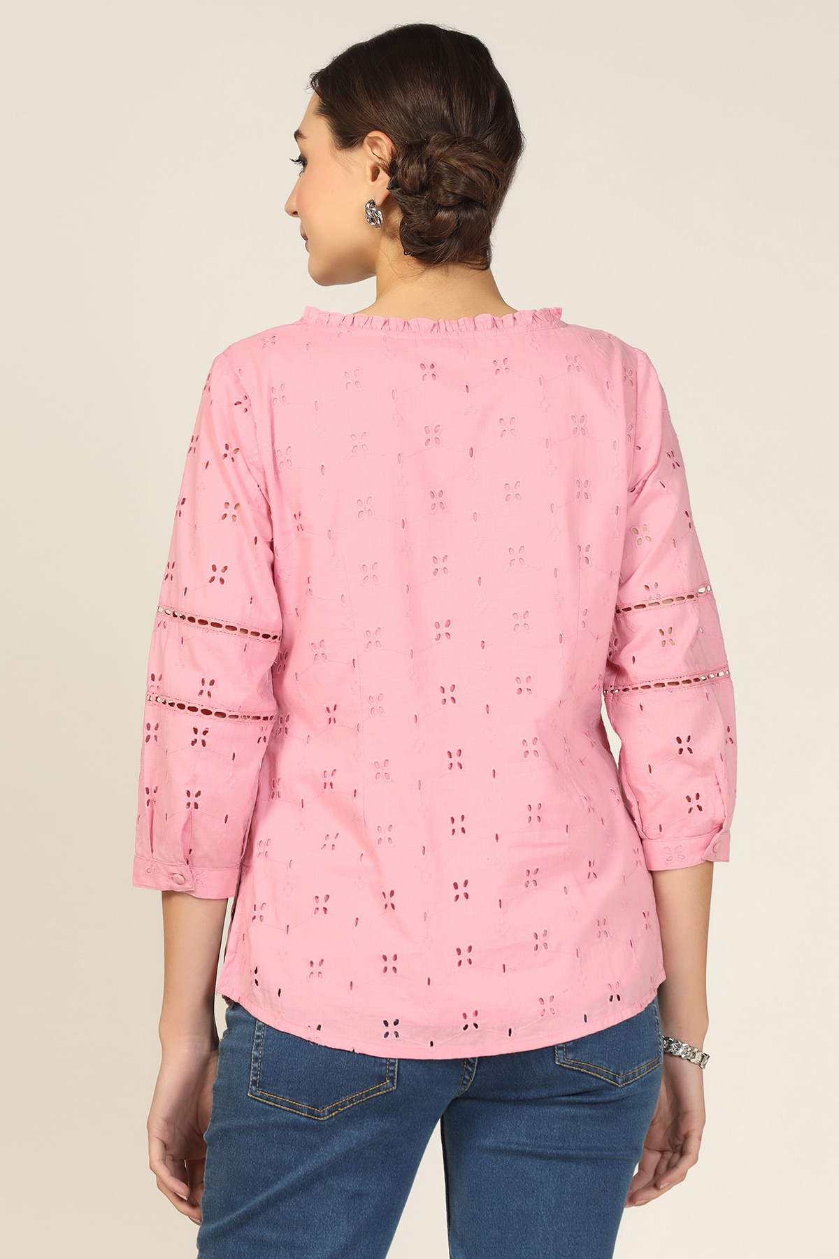 Embroidered Pink Top Ladies