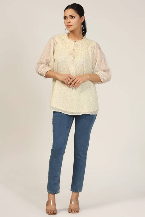 Printed Yellow Top For Women