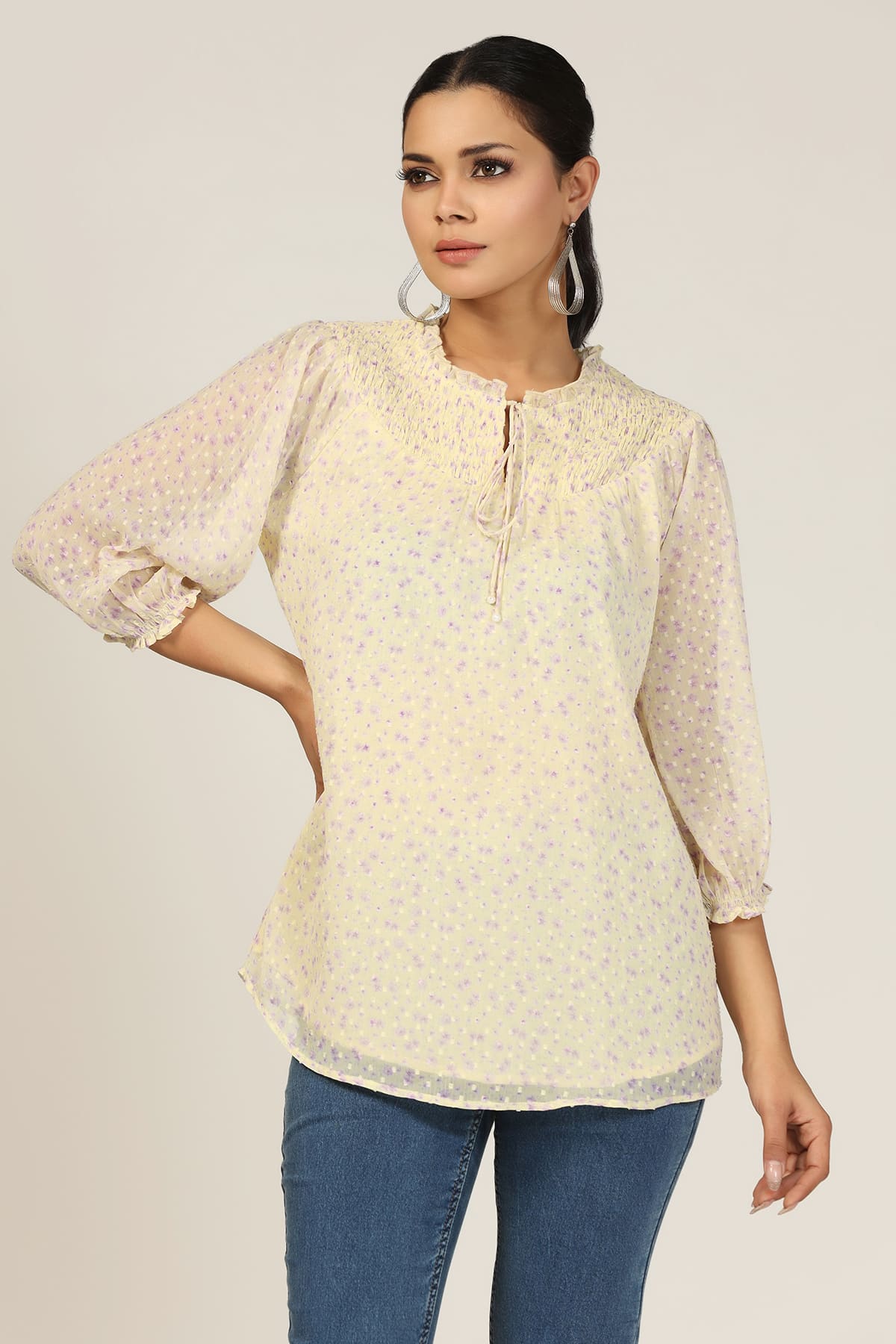 Printed Yellow Top For Women