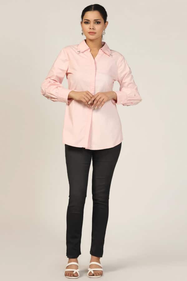 Peach Long Sleeve Shirt For Women