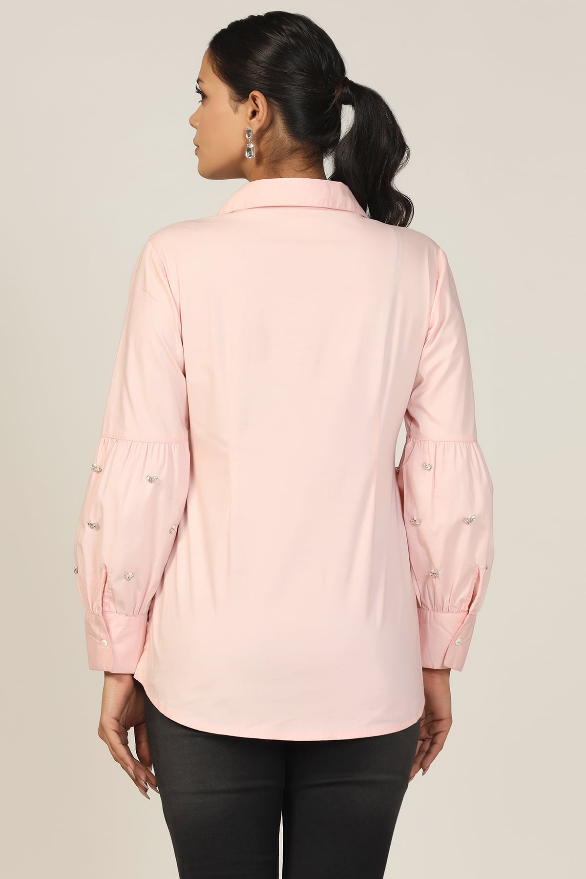 Peach Long Sleeve Shirt For Women