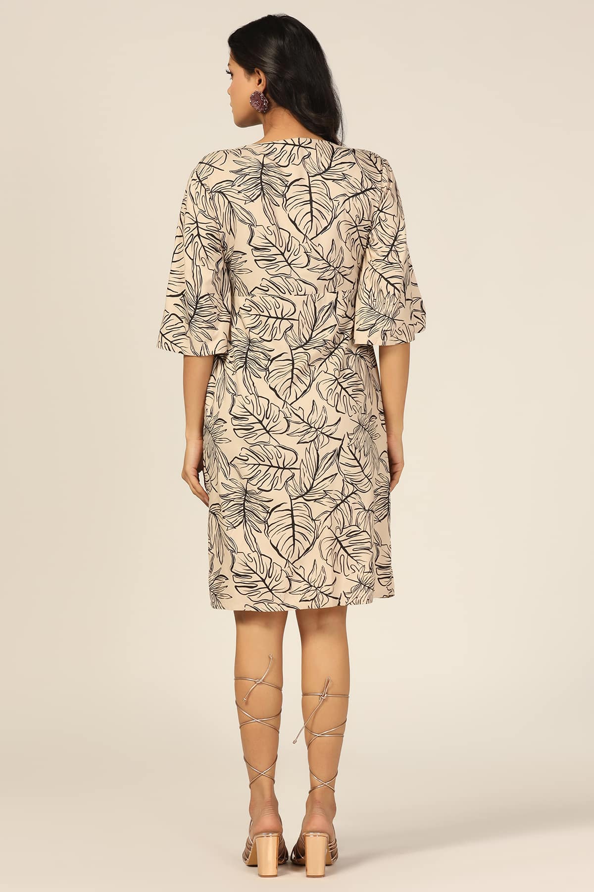 Beige And Black Dress For Women