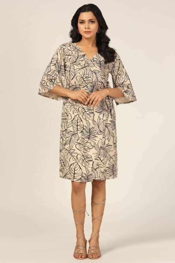 Beige And Black Dress For Women