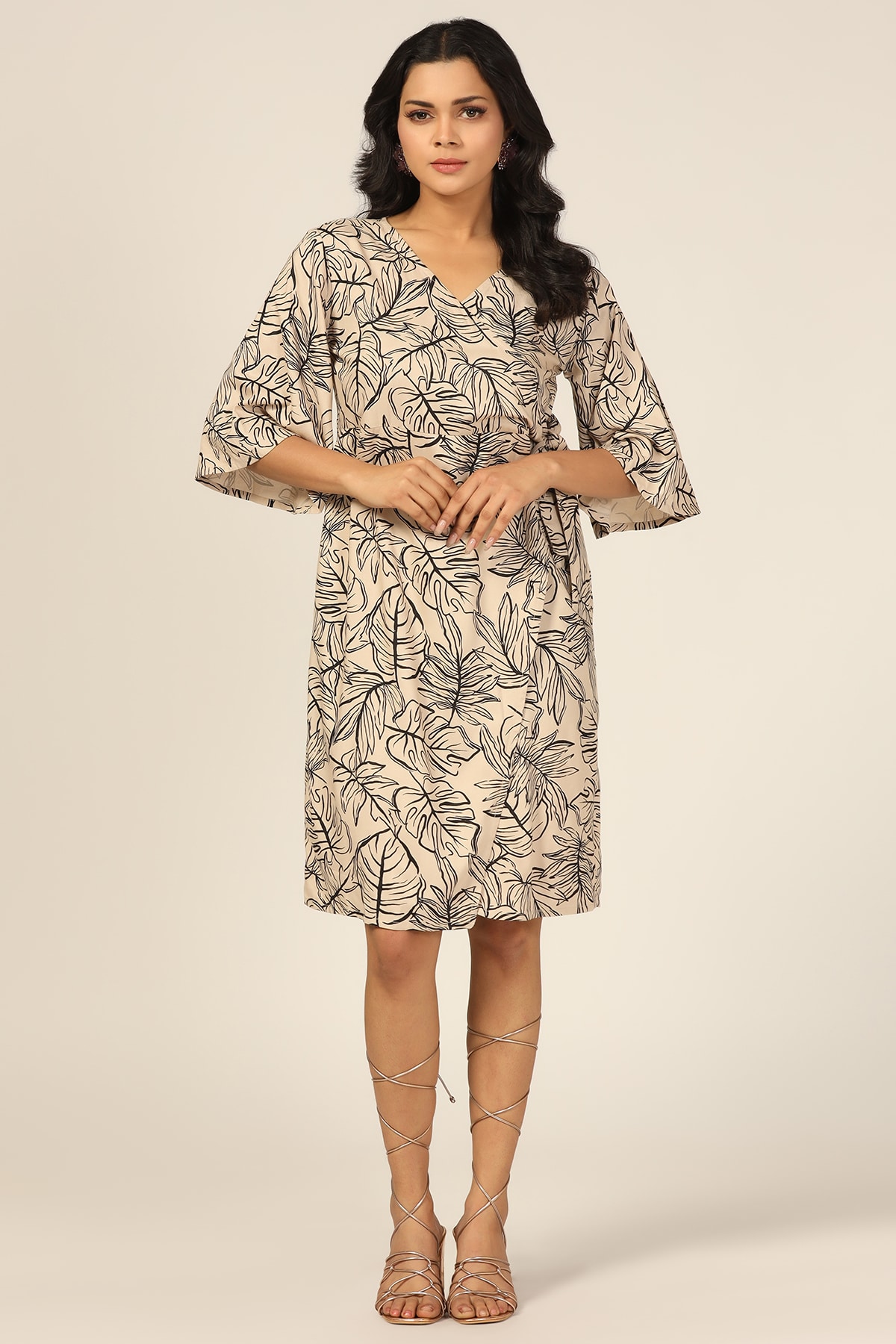 Beige And Black Dress For Women