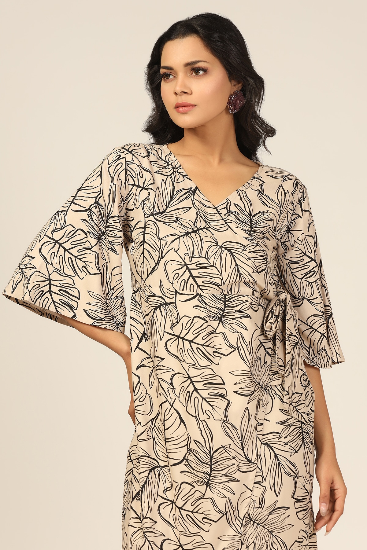 Beige And Black Dress For Women