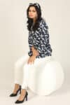 Printed Blue And White Shirt Women