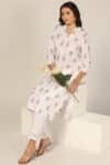 Printed White Cotton Kurta Women's
