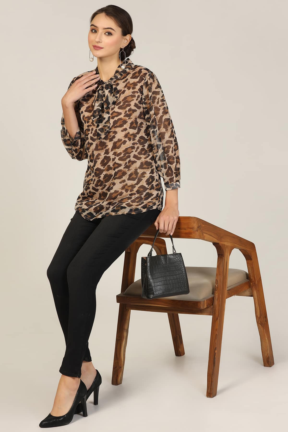 Printed Brown Tops For Women