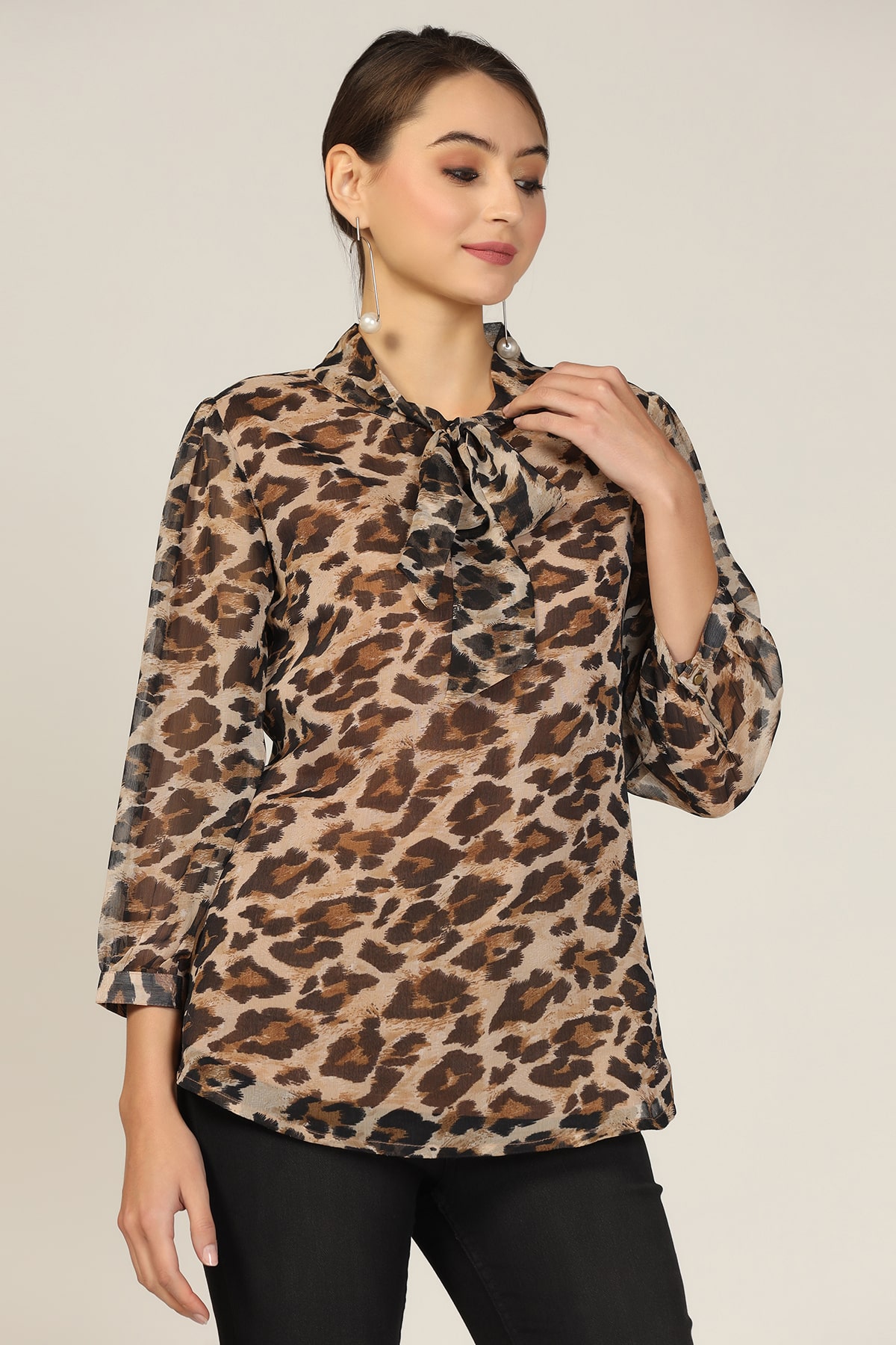 Printed Brown Tops For Women