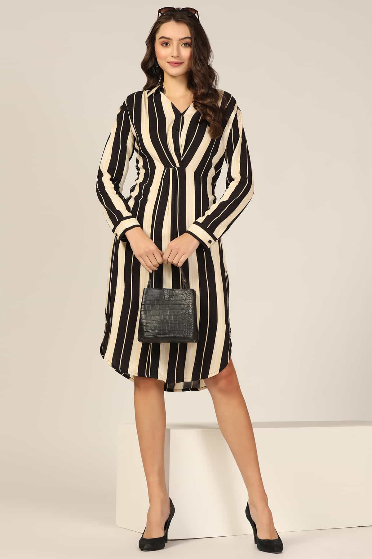 Black And Beige Dress For Women