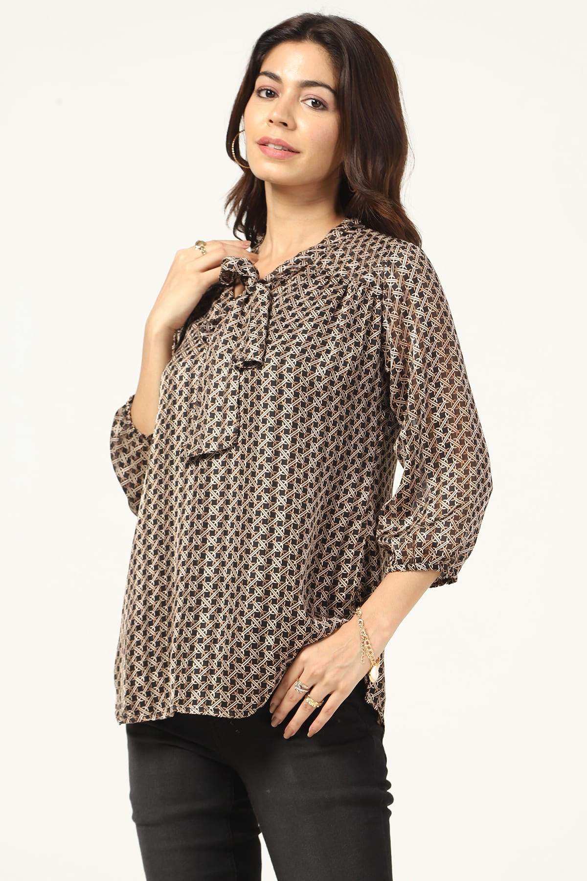 Printed Black Tops For Women