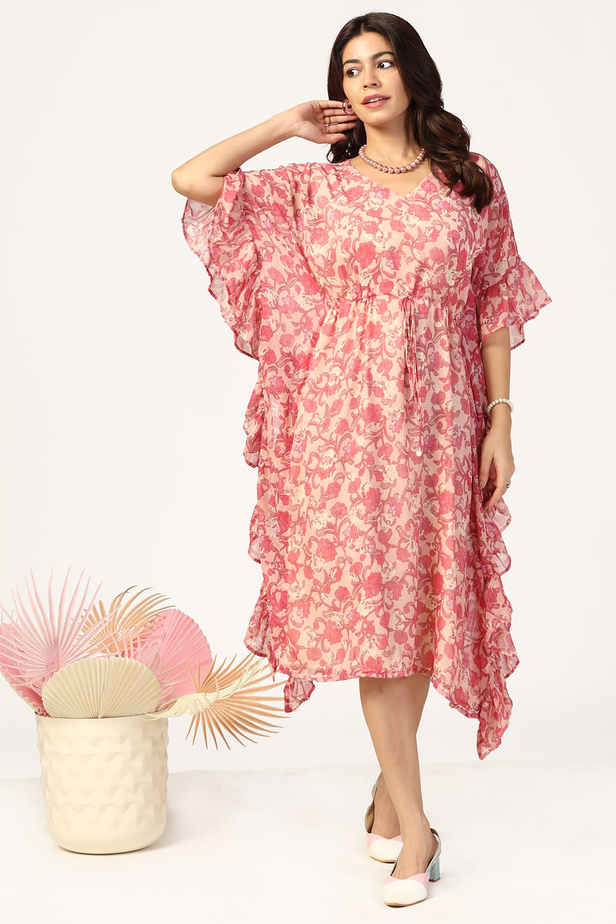Pink And Peach Kaftan Online For Women