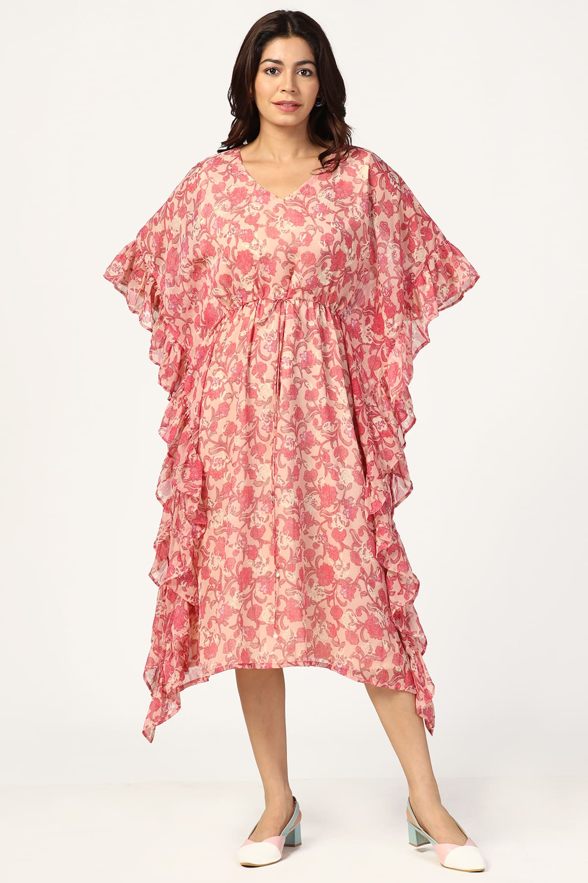 Pink And Peach Kaftan Online For Women