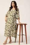 Beige And Olive Green Dress Maxi For Women